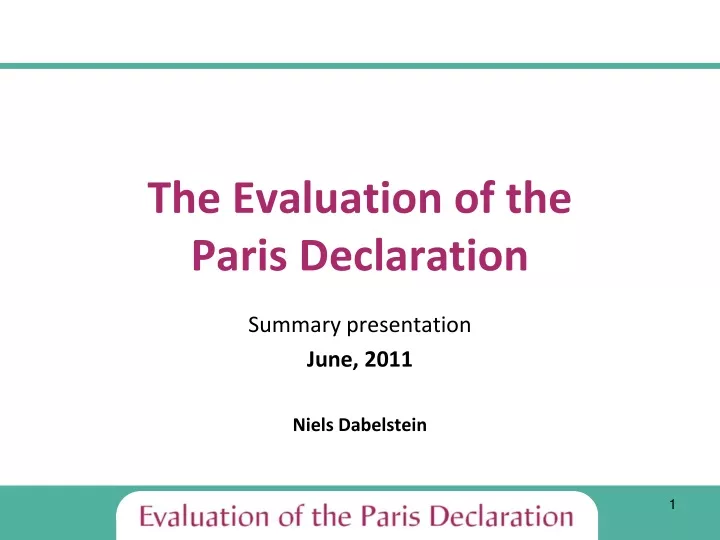 the evaluation of the paris declaration