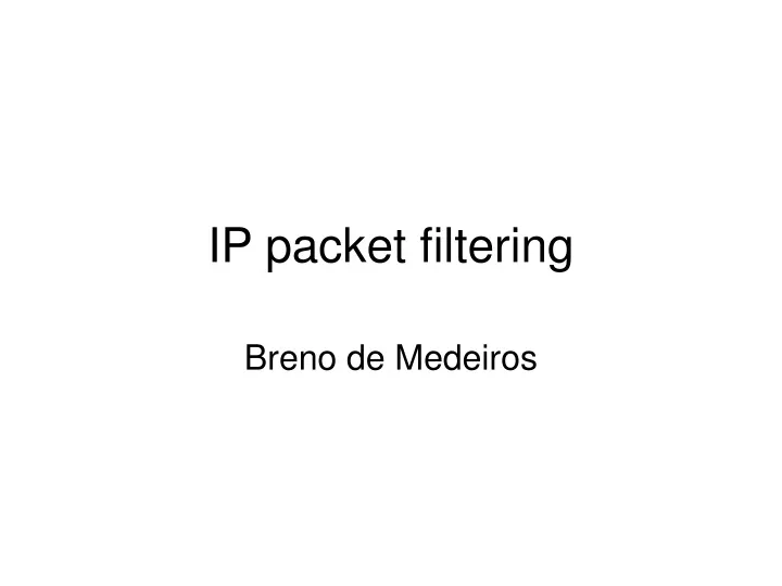 ip packet filtering