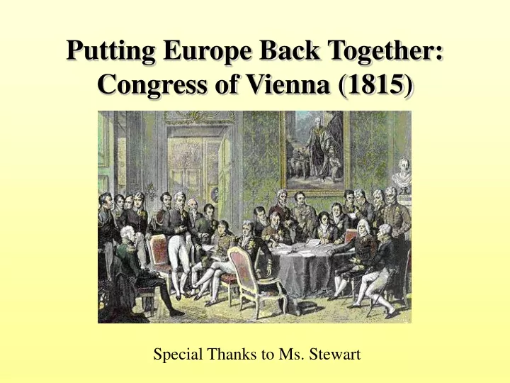 putting europe back together congress of vienna 1815