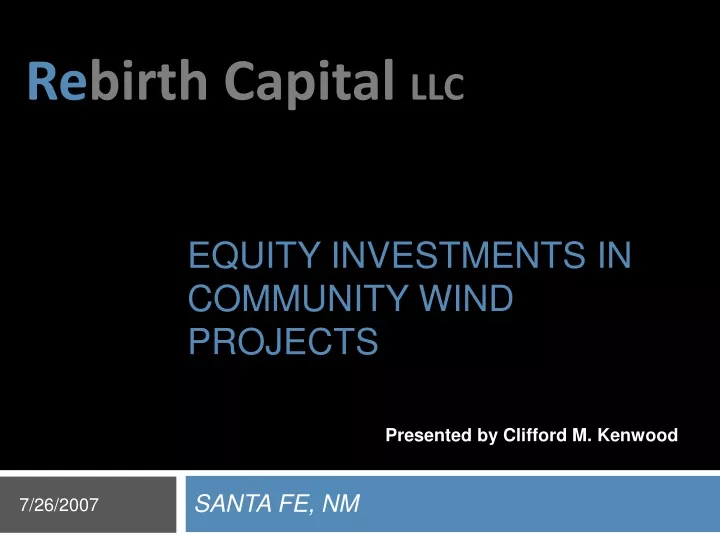equity investments in community wind projects
