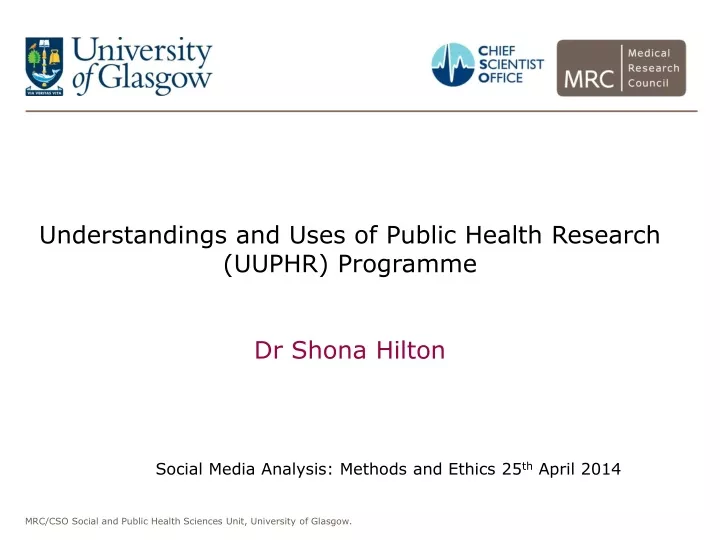 understandings and uses of public health research