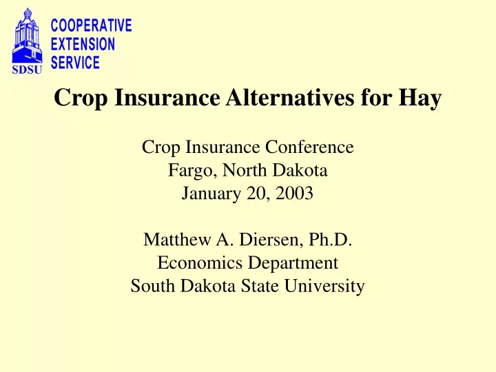 crop insurance alternatives for hay crop