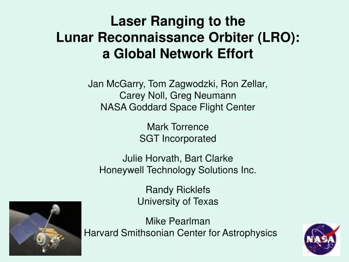 laser ranging to the lunar reconnaissance orbiter