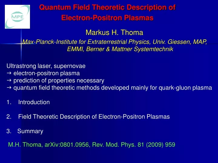 quantum field theoretic description of electron