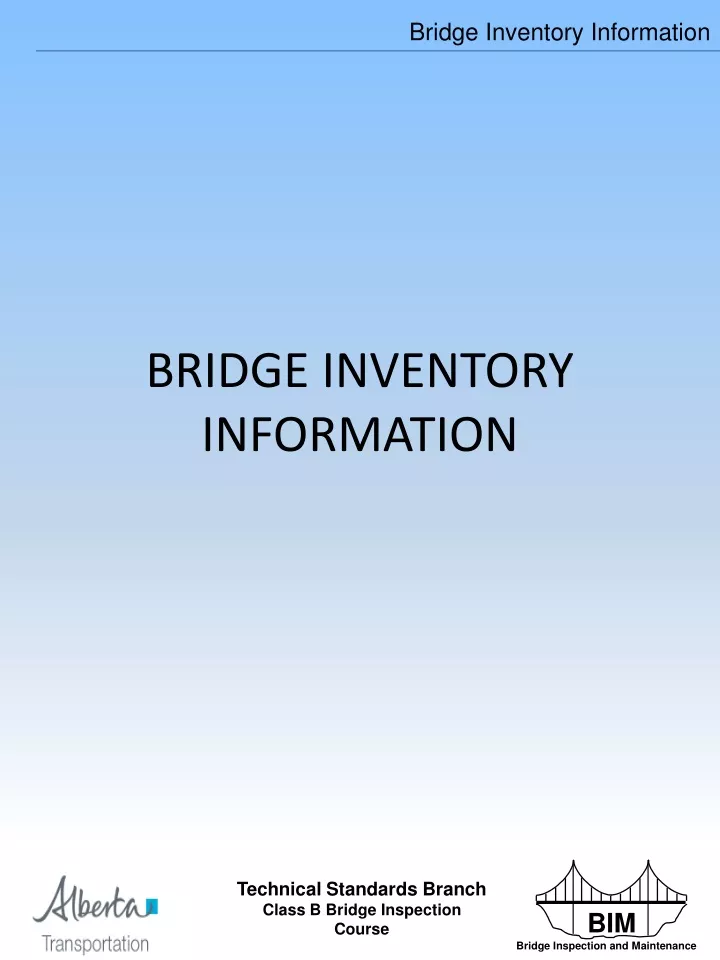 bridge inventory information