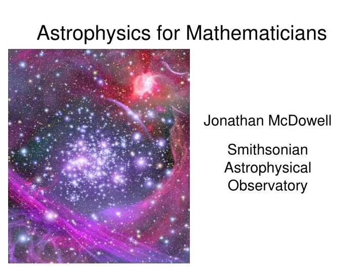 jonathan mcdowell smithsonian astrophysical observatory