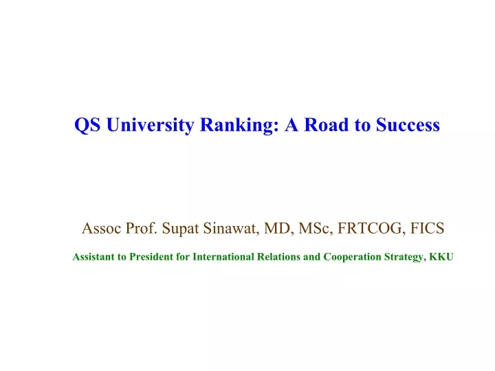 qs university ranking a road to success