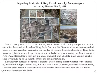 Legendary Lost City Of King David Found by Archaeologists written by Elexonic May 2, 2018