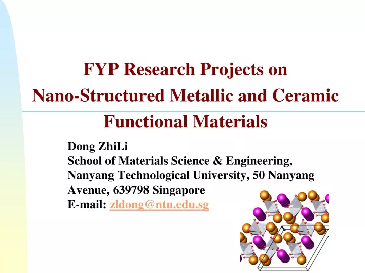 fyp research projects on nano structured metallic and ceramic functional materials