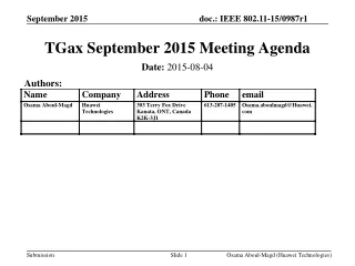TGax September 2015 Meeting Agenda