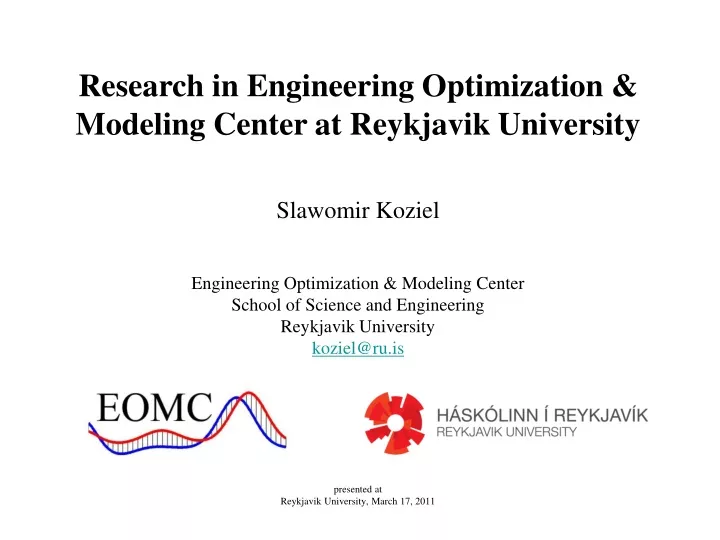 research in engineering optimization modeling