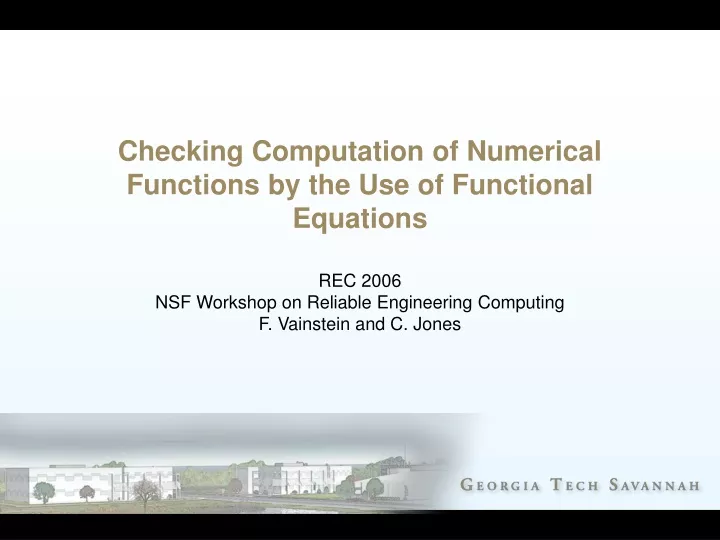 checking computation of numerical functions by the use of functional equations