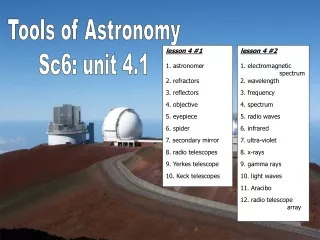 Tools of Astronomy Sc6: unit 4.1