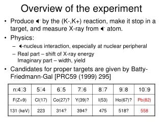 Overview of the experiment