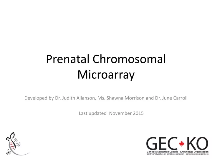 prenatal chromosomal microarray