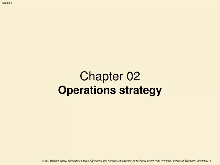 chapter 02 operations strategy