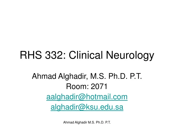 rhs 332 clinical neurology