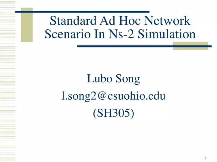 standard ad hoc network scenario in ns 2 simulation