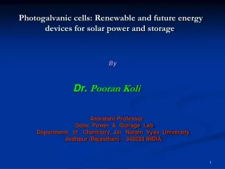 Photogalvanic cells: Renewable and future energy