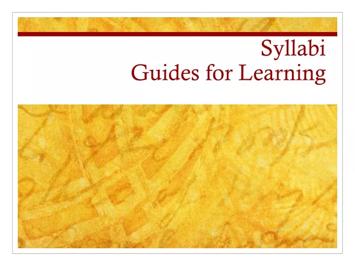 syllabi guides for learning