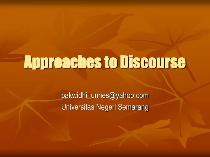 approaches to discourse