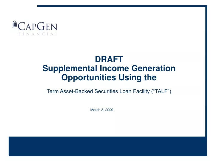 draft supplemental income generation
