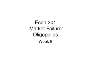 Econ 201  Market Failure: Oligopolies