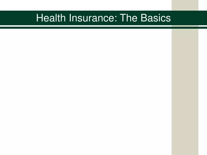 health insurance the basics