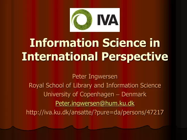 information science in international perspective