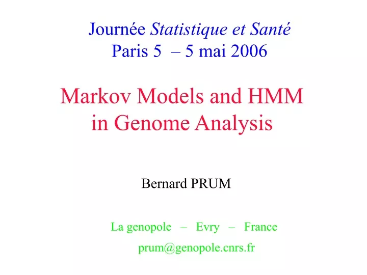 markov models and hmm in genome analysis