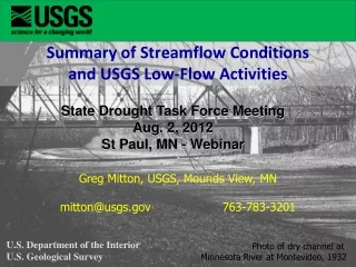 Summary of Streamflow Conditions  and USGS Low-Flow Activities