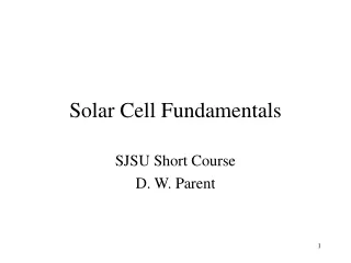 Solar Cell Fundamentals