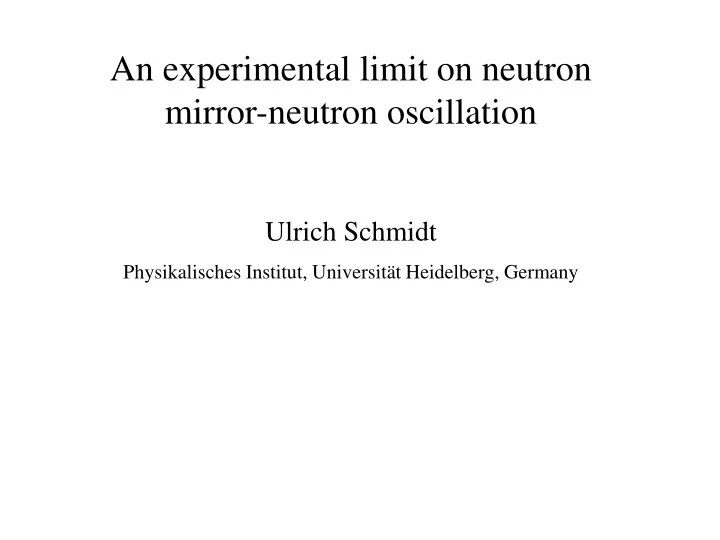 an experimental limit on neutron mirror neutron