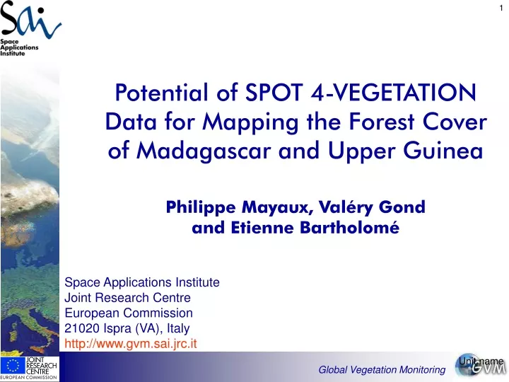 potential of spot 4 vegetation data for mapping