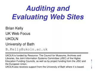 Auditing and Evaluating Web Sites