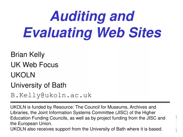 auditing and evaluating web sites