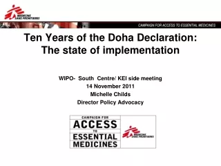 Ten Years of the Doha Declaration: The state of implementation