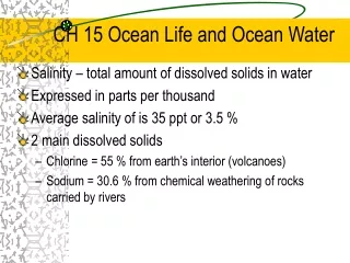 CH 15 Ocean Life and Ocean Water