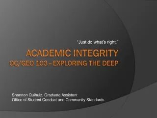 Academic integrity OC/GEO 103 - EXPLORING THE DEEP