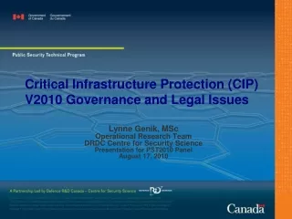 Critical Infrastructure Protection (CIP) V2010 Governance and Legal Issues