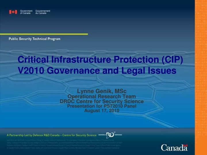 critical infrastructure protection cip v2010 governance and legal issues