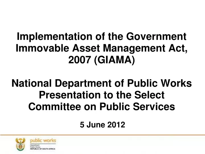 implementation of the government immovable asset