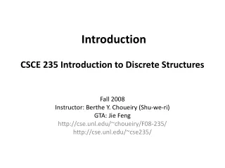 Introduction  CSCE 235 Introduction to Discrete Structures