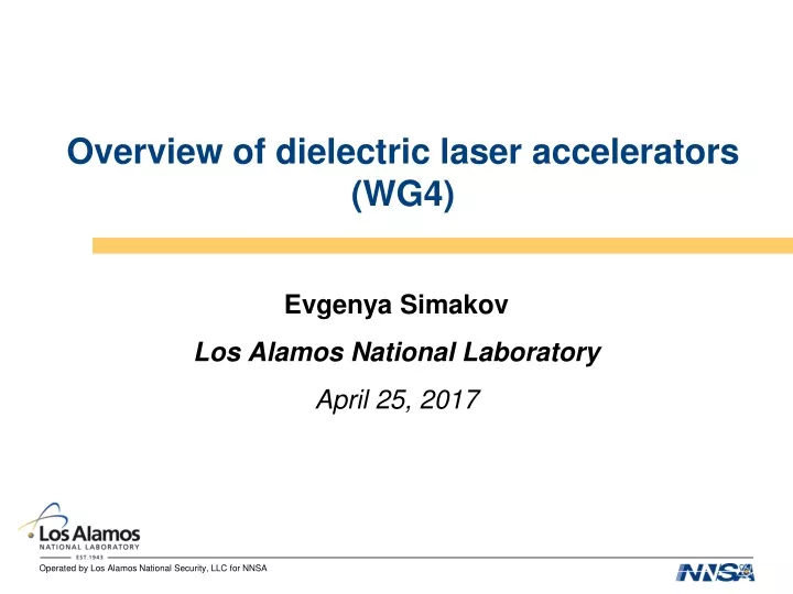 overview of dielectric laser accelerators wg4