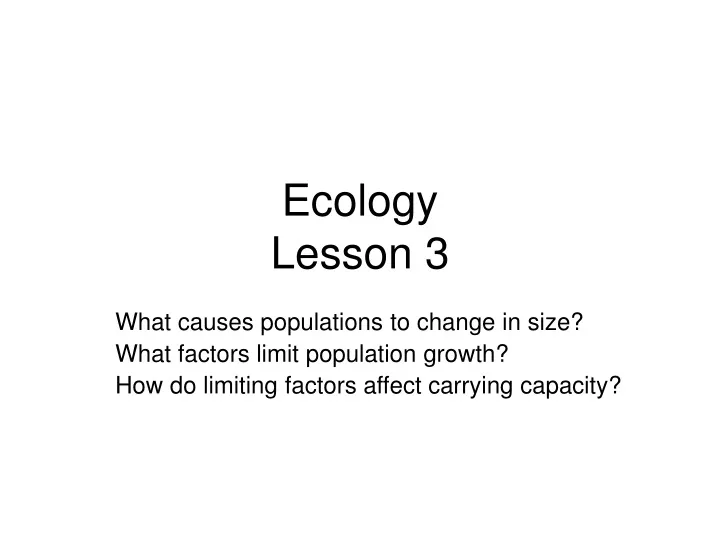 ecology lesson 3