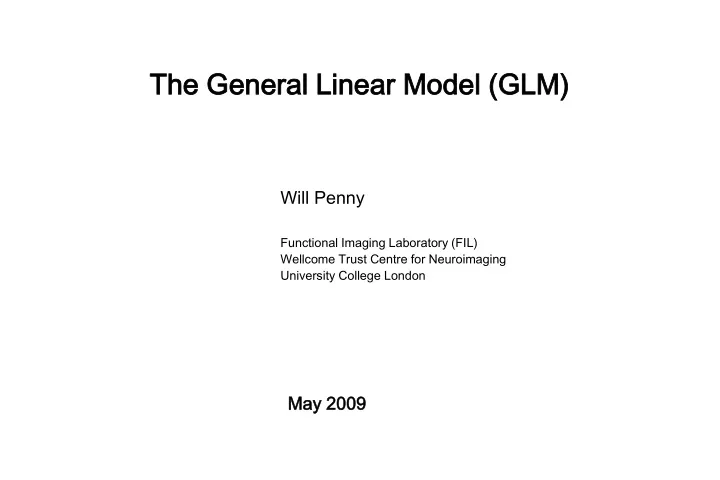 the general linear model glm