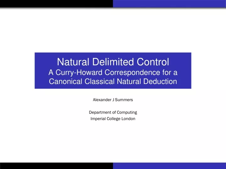 natural delimited control a curry howard correspondence for a canonical classical natural deduction