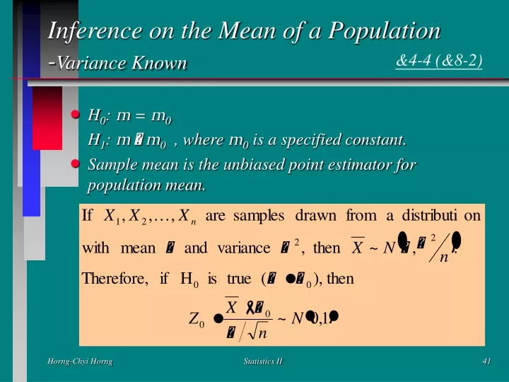 inference on the mean of a population variance known
