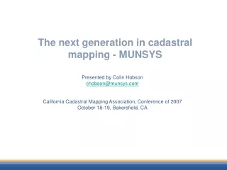 The next generation in cadastral mapping - MUNSYS