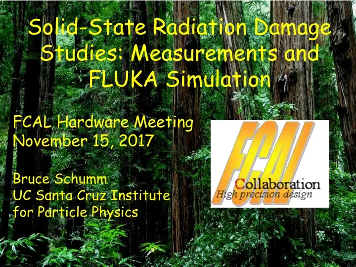 solid state radiation damage studies measurements